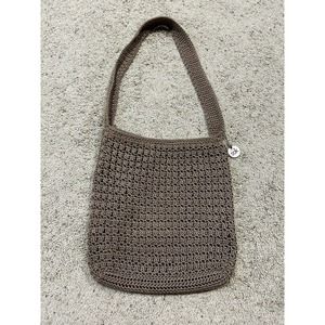 THE SAK Handwoven Crochet Zip Top Tote Shoulder Bag Bronze Brown Boho Mod F23